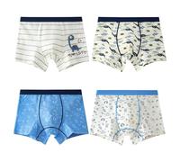 CaleçOn Coton GarçOn 4 PièCes Boxer AntibactéRien - Confortable Et Doux Elasticité Motif Enfantin DéContracté Quotidien Respirant sans Couture