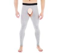 Caleçon de course à pied style armes à feu avec soutien scrotum séparé pour hommes, pas de port de sous-vêtements, leggings, pantalons chauds et shorts fins pour caleçon thermique homme hiver, gris