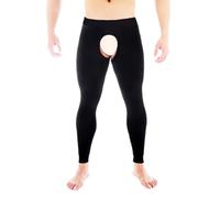 Caleçon de course à pied style armes à feu avec soutien scrotum séparé pour hommes, pas de port de sous-vêtements, leggings, pantalons chauds et shorts fins pour caleçon thermique homme hiver, Noir