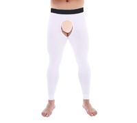 Caleçon de course à pied style armes à feu avec soutien scrotum séparé pour hommes, pas de port de sous-vêtements, leggings, pantalons chauds et shorts fins pour caleçon thermique homme hiver, Blanc