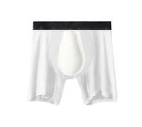 Caleçon de fitness pour homme avec poche bombée et technologie anti-usure, boxer à jambes longues (2XL, blanc)