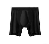 Caleçon de fitness pour homme avec poche bombée et technologie anti-usure, boxer long (taille L, noir)