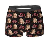 Calecon de Nouveauté Personnalise Homme avec Photo Saint-Valentin Caleçon Nouveauté sous-Vêtements Original Drôles Visage Imprimé Calecon de Sport Cadeaux pour Mari Père Ami Anniversaire2026