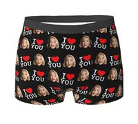 Calecon de Nouveauté Personnalise Homme avec Photo Saint-Valentin Caleçon Nouveauté sous-Vêtements Original Drôles Visage Imprimé Calecon de Sport Cadeaux pour Mari Père Ami Anniversaire