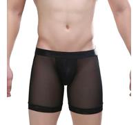 Calecon Drole Homme, sous-vêtements de Sport Transparents pour Hommes, Pochette en Soie glacée, Maille Transparente, Sexy, révélant Les Hanches (Black, M)