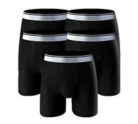 CaleçOn en Coton Fitness pour Hommes sous-VêTements De Compression AthléTique Mi-Hauteur CaleçOn De Sport Extensible Et Doux pour Grandes Tailles (Le Noir-5PC,L)