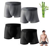 Caleçon en Fibre De Bambou, Boxer en Fibre De Bambou Boxhero, sous-vêtements évacuant L'humidité en Fibre De Bambou Boxhero, Confortable Doux Respirant (L,4 pièces Noir Gris)
