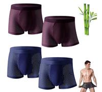 Caleçon en Fibre De Bambou, Boxer en Fibre De Bambou Boxhero, sous-vêtements évacuant L'humidité en Fibre De Bambou Boxhero, Confortable Doux Respirant (3XL,4 pièces Bleu Vin)