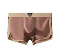 Caleçon en soie glacée lisse pour homme - Taille moyenne - Doux et confortable - Tissu extensible respirant pour un style de vie actif - XXL - Marron