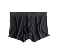 Caleçon en soie glacée sans couture pour homme à séchage rapide ultra fin taille moyenne avec poche bombée Texture lisse (XXL noir)
