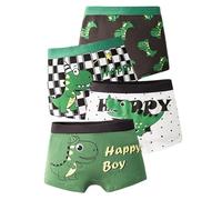 Calecon Enfant - Lot De 4 sous-Vêtements pour Garçons Slips pour Enfants Respirants Doux avec Ceinture Élastique pour Un Usage Quotidien Et Les Activités De Plein Air De 3 (Dark Green 8-10 Years)