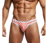 Calecon Homme Boxer- String Transparent Culotte Bikini Taille Basse à Carreaux avec Bordure en Dentelle Respirante Douce Et Confortable pour Un Usage Quotidien Base