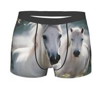 Caleçon Homme Chevaux Blancs sous-Vêtement Nouveau Coupe Élastique Caleçons Boxeurs pour Hommes, pour Le Sport, Pères, Petit Ami, L