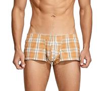 Caleçon Homme Coton À Carreaux Confortable sous Vêtement Décontracté Short Haute Voix Boxer De Bain Homme Piscine Caleçon Sport Boxer Sexy Caleçons Boxers (Yellow, XL)