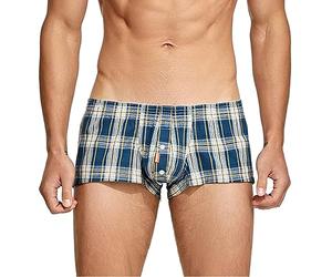 Caleçon Homme Coton À Carreaux Confortable sous Vêtement Décontracté Short Haute Voix Boxer De Bain Homme Piscine Caleçon Sport Boxer Sexy Caleçons Boxers (Blue, XXL)