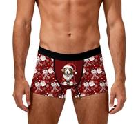 Calecon Homme Drole Fantaisie Calecon Noel Homme Rigolo à 3D Motif Imprimé de Noël Boxers Humour Caleçons Imprimé Pere Noel Boxer Sexy Calecons Sous Vetement Push Up Caleçon Sans Couture Slip Culotte