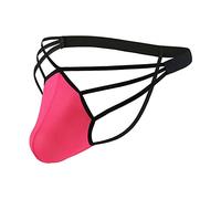 Calecon Homme Drole, Slip pour Homme Taille Basse Fesse exposée String en Soie de Glace évidé Grande Poche Pantalon Amusant (M)