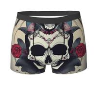 Caleçon Homme Imprimé De Yoga Skull Sports sous-Vêtements Respirant Doux Caleçons Boxer, pour Le Sport, L'Usage Quotidien, Petit Ami, XL
