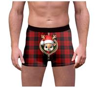 Caleçon Homme Noël Boxer de Noël pour Homme avec Imprimé Amusant Rigolo Noel Caleçon Microfibre Shorty Transparent Sous-Vêtements Calecon Saint Valentin Tenue Pere Noel Cadeau Shorts (A011-Red, XL)