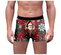 Caleçon Homme Noël Calecon Personnalise Sport Boxer Coton Rigolo Noel Calecons Microfibre Shorty Transparent sous-Vêtements Cadeau Noel Homme