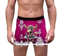Caleçon Homme Noel, Culottes festives à imprimé Flocons de Neige et Rennes Douces et Respirantes avec Ceinture élastique Confortable idéales pour Les fêtes (Purple S)