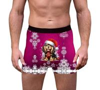 Calecon Homme Pere Noel - Culottes festives à imprimé Flocons de Neige et Rennes Douces et Respirantes avec Ceinture élastique Confortable idéales pour Les fêtes (Purple XXL)