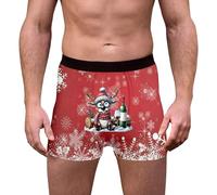 Calecon Homme Pere Noel - sous-vêtements festifs à imprimé Flocons de Neige et Rennes Slips Doux et Respirants pour Les fêtes Ceinture élastique Confortable pour Un Usage Quotidien et (Red L)
