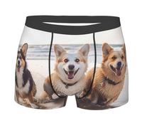 Calecon Homme Plage des Chiens Heureux Boxers Homme Extensible Ajustés Boxers pour Été Quotidien Trunk,M