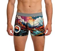Calecon Homme Taille Basse, Boxer Homme Imprimé Grande Taille sans Etiquette Baggy Coins Plats sous-Vêtement Décontracté Elastique Doux Respirants Tissé Confortables Ete ActivitéS Quotidien