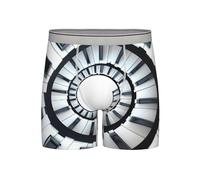 Caleçon long en forme de clé de piano en spirale pour homme - Respirant et extensible - Boxer d'escalier pour homme - Sous-vêtements confortables, gris, L