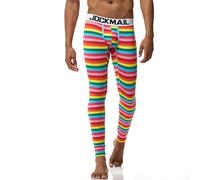 Caleçon Long Homme Hiver Collant Homme Hiver élastiques Pantalon Thermique en Coton à Rayures avec Poche U Convexe Confort et Chaleur (FR/ES, Alpha/Lettres, L, Taille Normale, Taille Normale, Rouge)