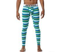 Caleçon Long Homme Hiver Collant Homme Hiver élastiques Pantalon Thermique en Coton à Rayures avec Poche U Convexe Confort et Chaleur (FR/ES, Alpha/Lettres, XXL, Taille Normale, Taille Normale, Bleu)