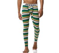 Caleçon Long Homme Hiver Collant Homme Hiver élastiques Pantalon Thermique en Coton à Rayures avec Poche U Convexe Confort et Chaleur (FR/ES, Alpha/lettres, XXL, Taille normale, Taille normale, Jaune)