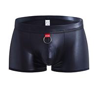 CaleçOn Long Homme, Slip Homme en Simili Cuir Laqué avec Anneaux DéCoratifs - sous-VêTements Sensuels Et Confortables pour Une SéDuction AffirméE