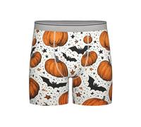 Caleçon long pour homme motif citrouille d'Halloween respirant et extensible pour chauve-souris - Sous-vêtements confortables - Gris