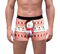 Calecon Noël Homme Drôles Impression 3D Boxer Noël Slips Boxeurs Moche Christmas Motif Vacances Nouveauté Shorts Caleçons sous-vêtements Drole bâillon Cadeau Caleçon de Nouveauté Personnalisé