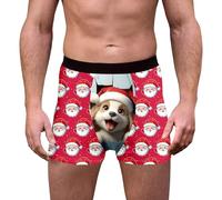 Calecon Noël Homme Drôles Impression 3D Boxer Noël Slips Boxeurs Moche Christmas Motif Vacances Nouveauté Shorts Caleçons sous-vêtements Drole bâillon Cadeau Caleçon de Nouveauté Personnalisé