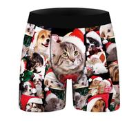 Calecon Noël Homme Drôles Impression 3D Boxer Noël Slips Boxeurs Moche Christmas Motif Vacances Nouveauté Shorts Caleçons sous-vêtements Drole bâillon Cadeau Caleçon de Nouveauté Personnalisé
