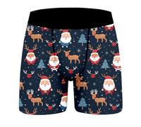 Calecon Noël Homme Drôles Impression 3D Boxer Slips Boxeurs Moche Christmas Motif Vacances arbre de Noël Shorts Caleçons sous-vêtements Drole Cadeau Caleçon de Nouveauté Jaune Bleu Foncé Vin l 3xl m