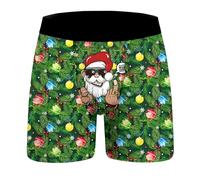 Calecon Noël Homme Drôles Impression 3D Boxer Slips Boxeurs Moche Christmas Motif Vacances arbre de Noël Shorts Caleçons sous-vêtements Drole Cadeau Caleçon de Nouveauté Jaune Bleu Foncé Vin l 3xl m