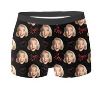 Calecon Personnalise Homme Calecon Personnalise Homme avec Impression Photo et Design Drôle Shorts en Coton Doux Respirante sous-Vêtements Cadeau Personnalisé pour Noël, Saint (S)
