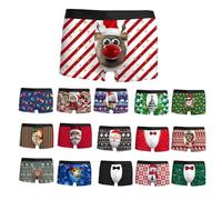 Calecon Personnalise Homme, Homme Calecon Noël, Sport Boxer Homme Coton Pas Cher Rigolo Noel Calecon Microfibre Shorty Transparent sous-Vêtements, Caleçon de nouveauté Personnalisé