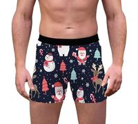 Caleçon Personnalisé Homme Noël, Boxer Sport Coton Pas Cher Rigolo, Microfibre Shorty Transparent Sous-Vêtements, Nouveauté