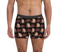 Calecon Personnalise Homme Nouveauté sur Mesure sous-Vêtements avec Drôles Visage Imprimé Photo Original Calecon De Sport Cadeau Valentin Et Anniversaire pour Compagnon Et Père