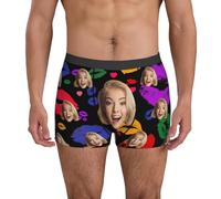 Calecon Personnalise Homme Nouveauté sur Mesure sous-Vêtements avec Drôles Visage Imprimé Photo Original Calecon De Sport Cadeau Valentin Et Anniversaire pour Compagnon Et Père