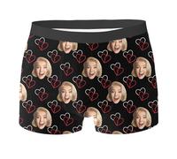 Calecon Personnalise Homme Saint-Valentin Caleçon Nouveauté Personnalise Homme sous-Vêtements avec Photo Original Drôles Visage Imprimé Calecon de Sport Cadeaux pour Mari Père Ami Anniversaire