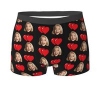 Calecon Personnalise Homme Saint-Valentin Caleçon Nouveauté Personnalise Homme sous-Vêtements avec Photo Original Drôles Visage Imprimé Calecon de Sport Cadeaux pour Mari Père Ami Anniversaire