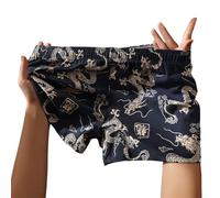 Caleçon respirant pour homme avec imprimé dragon, mélange de coton et d'élasthanne pour une élasticité élevée et un confort optimal (3XL, bleu)