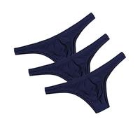 CaleçOn Taille Basse à Pochette pour Hommes Ice Silk Breathable Sexy Bikini Underwear Slip Extensible De Couleur Unie (Bleu10-3PC,M)