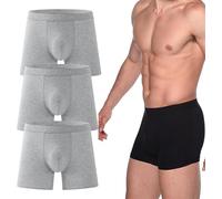 caleçons boxeurs d'incontinence ultra-absorbants pour homme,Anti-fuites et réutilisables, Confortable à l'épreuve de fuites lavable réutilisable coton Boxer Brief (Light Grey-3 Pcs, 3XL)
